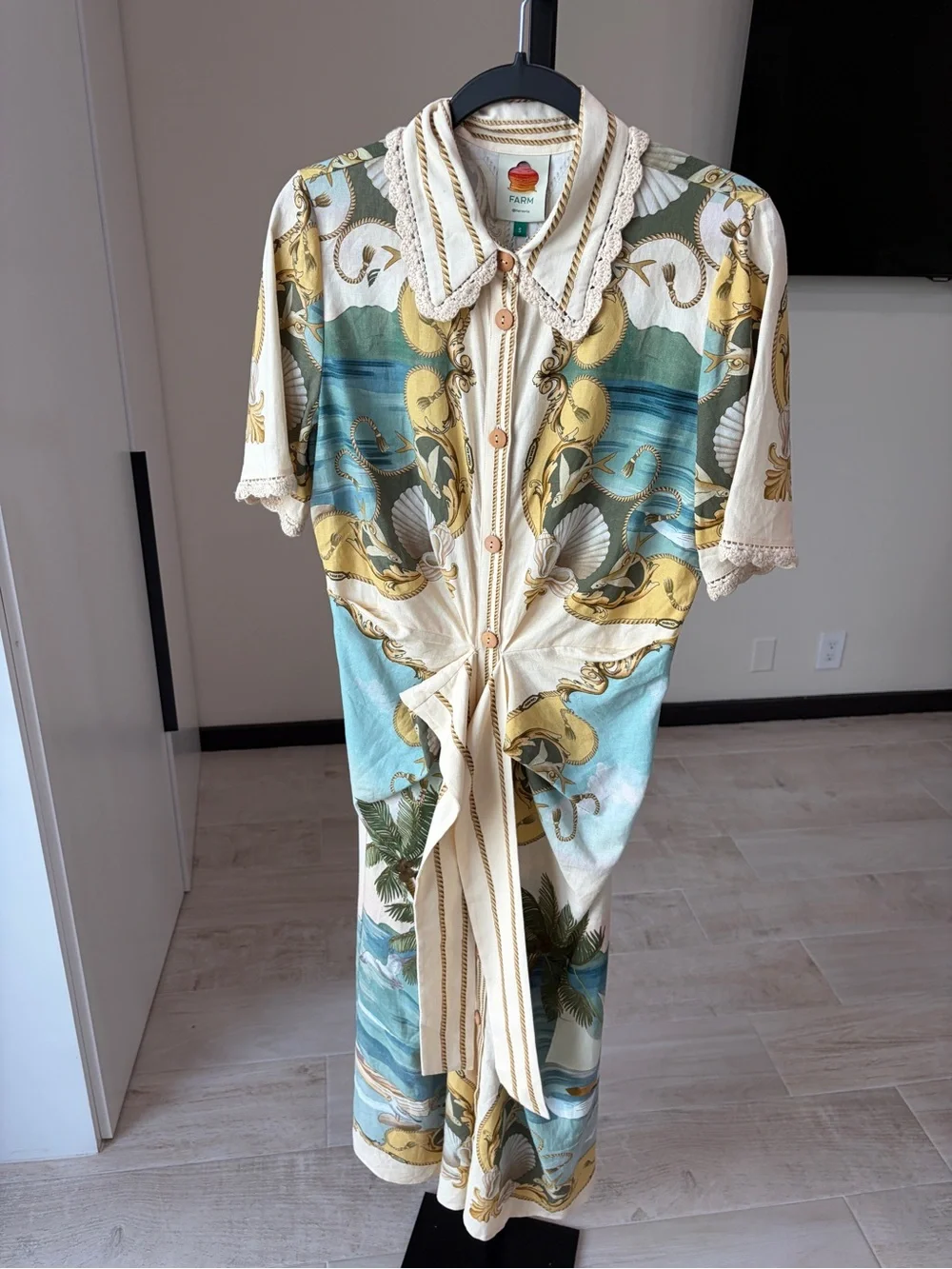 Farm Rio: Off-White Royal Sea Collared Midi
Dress - Picture 7 of 13